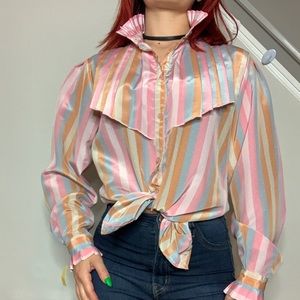 Vintage striped button up blouse